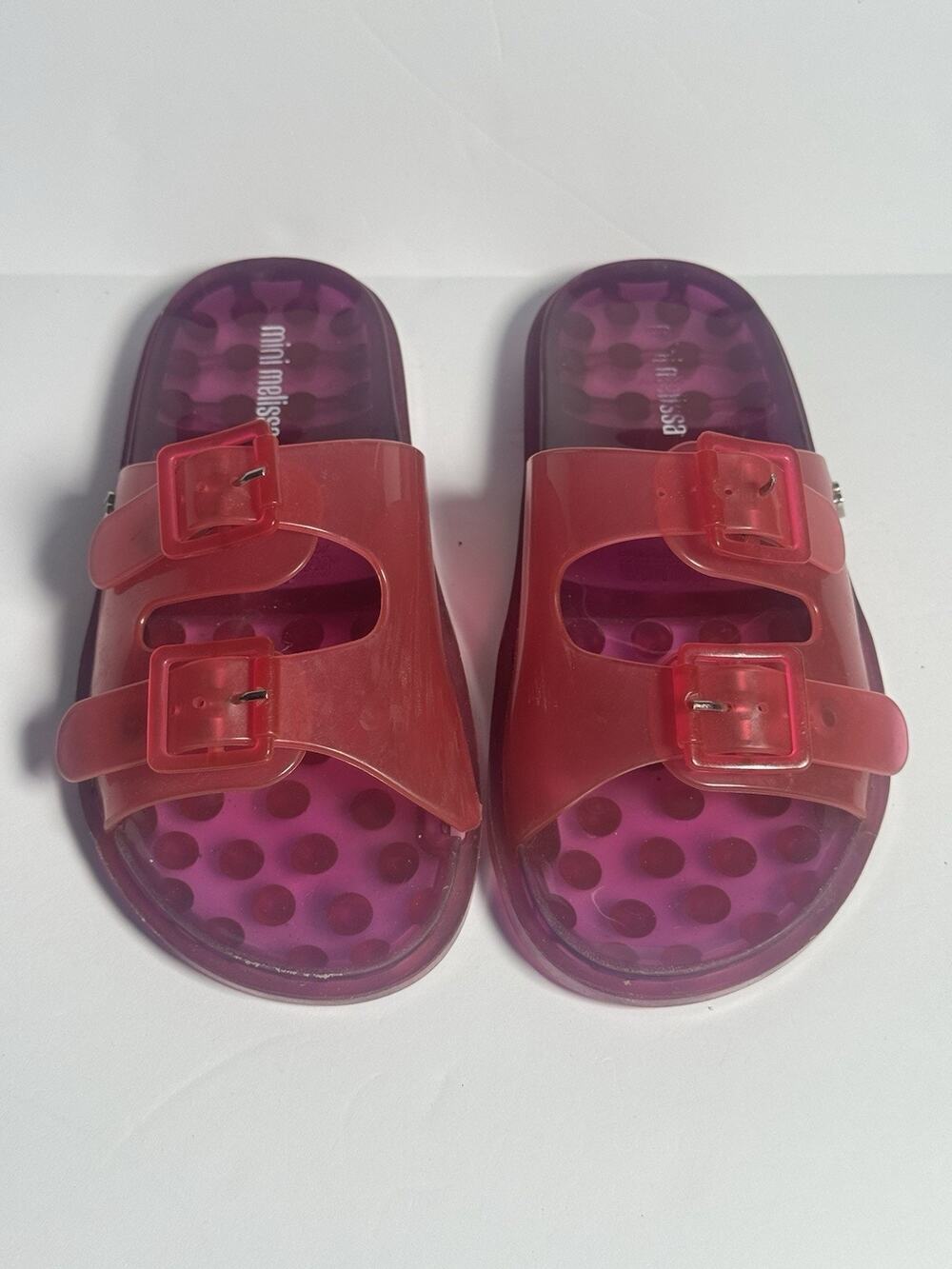 Mini Melissa Girls Jelly Slide Sandals Pink Purple Double Buckle Size 4